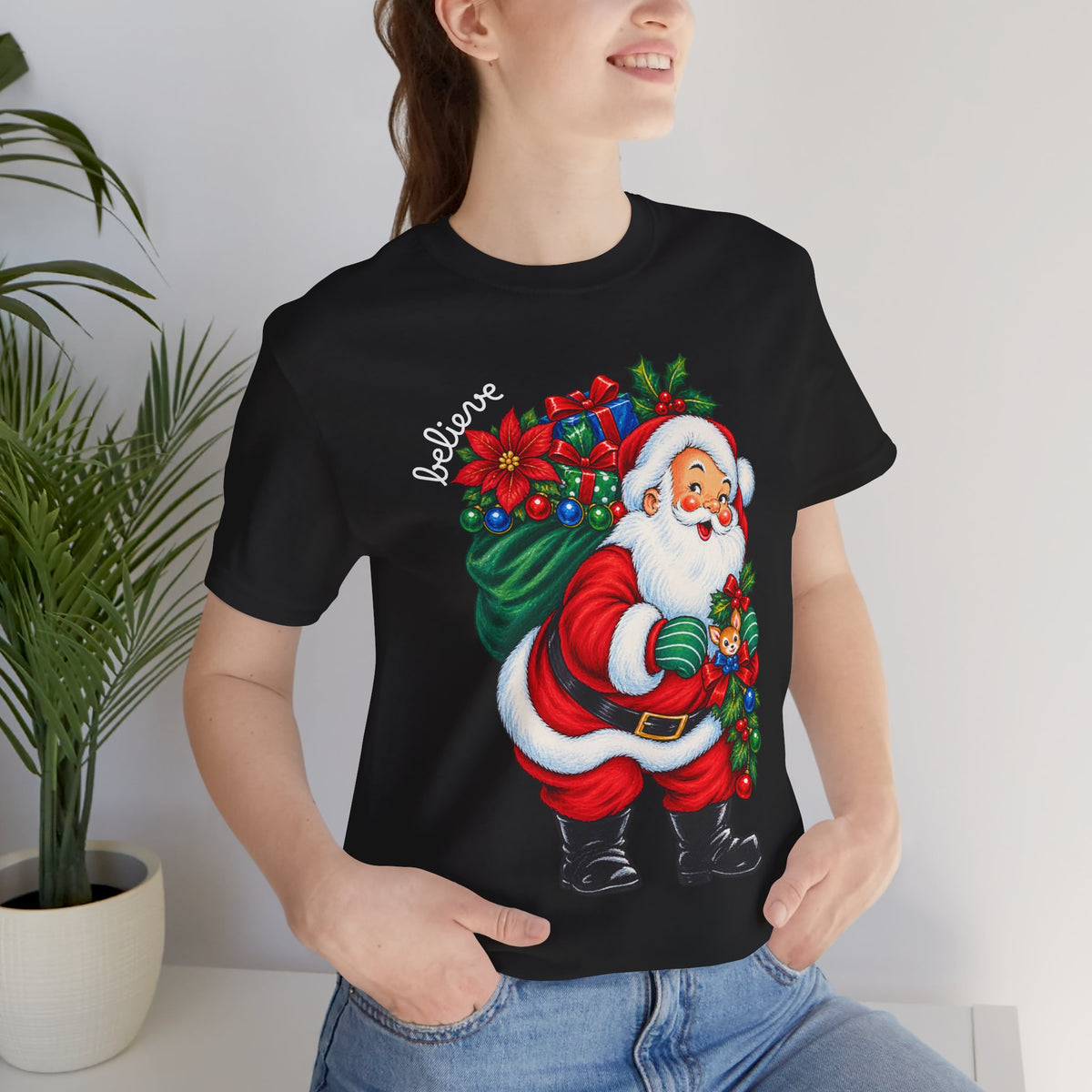 Vintage Santa 'Believe' Christmas Tee