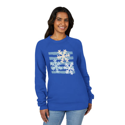 Snowflake Stripes Sweatshirt — Cozy Winter Crewneck for Holiday & Everyday Wear