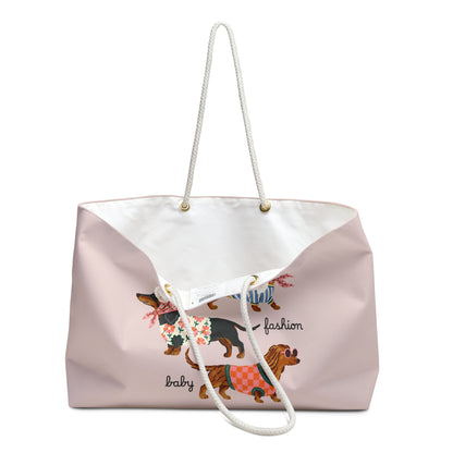 Dachshund Pattern Weekender Bag — Cute Wiener Dog Travel Tote - Fashion Baby
