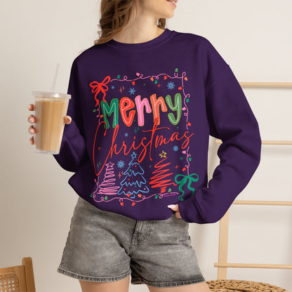 Merry Christmas Crewneck Sweatshirt — Festive Holiday Graphic Pullover