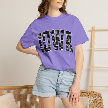 Iowa Retro Polka Dot Lettering Color Comfort T-Shirt