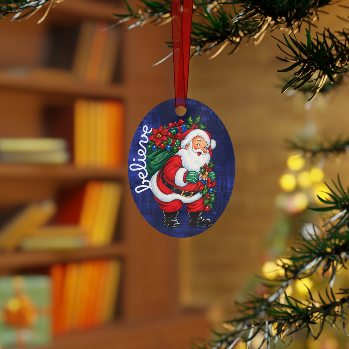 Metal Ornament - 'Believe' Santa & Custom Name 2026 Holiday Keepsake
