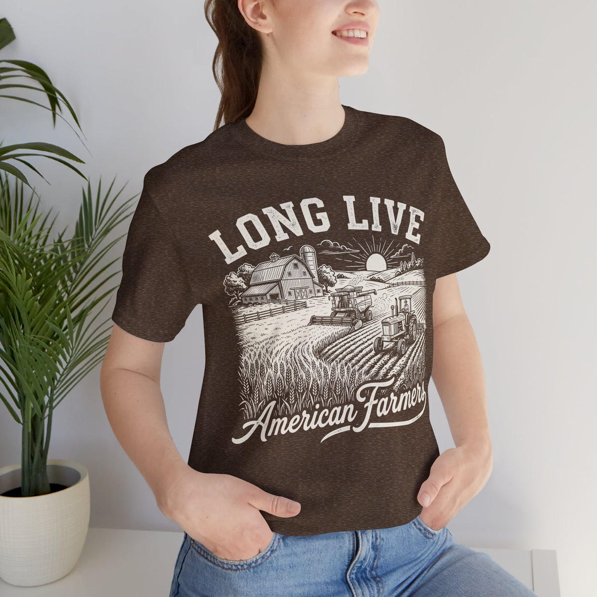 Long Live American Farmers White T-Shirt — Vintage Farm Scene Tee