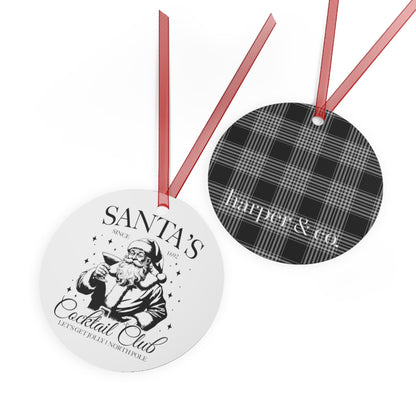 Black Plaid Merry Christmas Metal Bell Ornament
