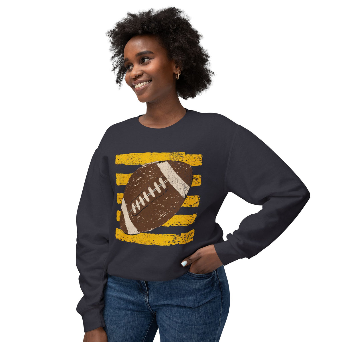 Football Vintage Color Comfort Crewneck Sweatshirt — Retro Grunge Football Graphic