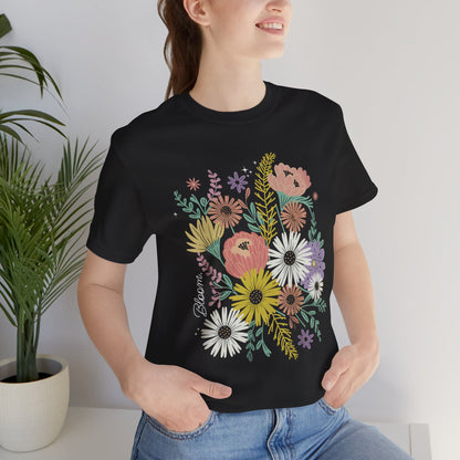 Bloom Floral Bouquet Tee — Pastel Wildflower Garden Short Sleeve Shirt