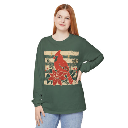 Cardinal & Poinsettia Long Sleeve Tee