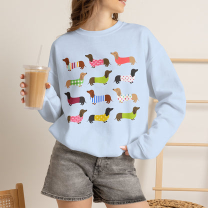 Colorful Dachshund Crewneck Sweatshirt — Vibrant Wiener Dog Design