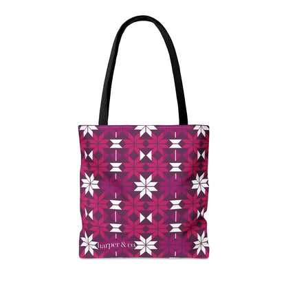 Raspberry Quilt Block Tote Bag (AOP)