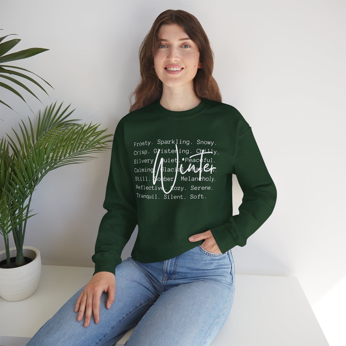 Winter White Script on Gildan Unisex Heavy Blend™ Crewneck Sweatshirt