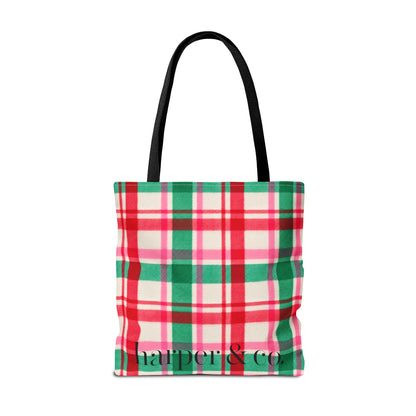 Christmas Plaid Tote Bag - 'Tis the Season Holiday Market Bag