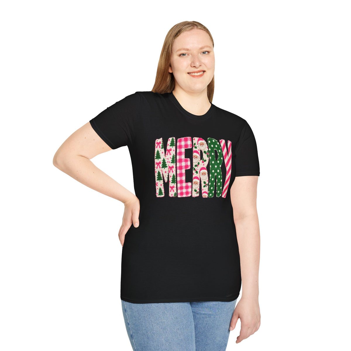 Merry Patchwork Christmas Holiday T-Shirt