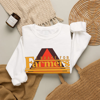 Farmers Crewneck Sweatshirt — 'I Brake for Farmers' Retro Farm Crew