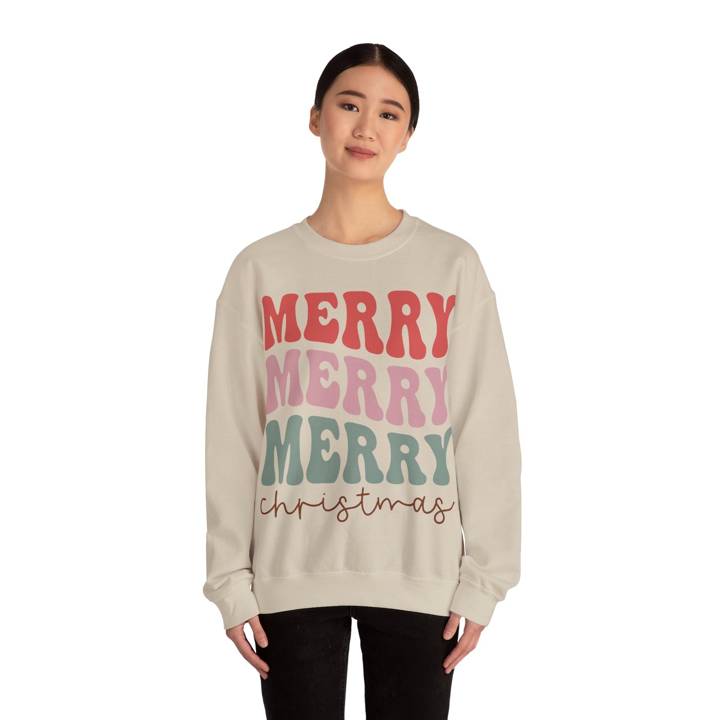 Merry Merry Merry Christmas Jersey Sweatshirt Full Size