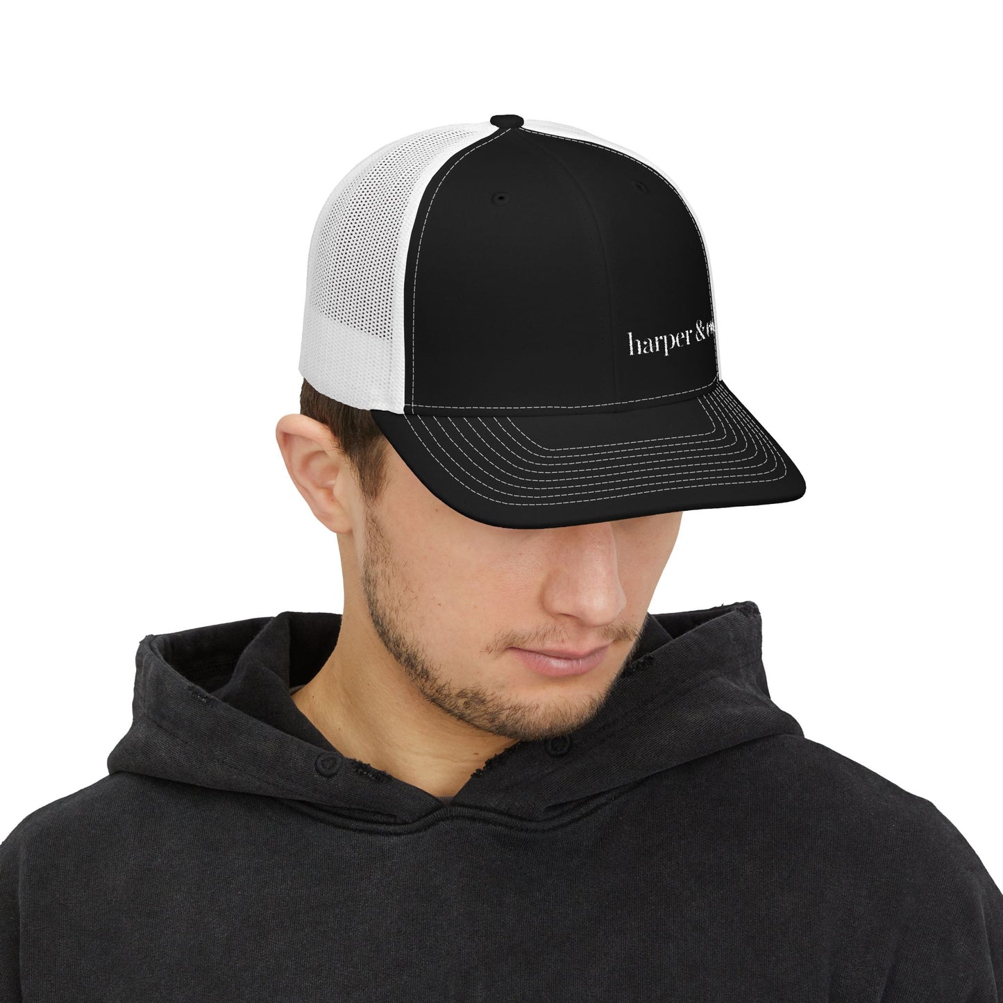 harper & co. Embroidered Trucker Cap — Classic Logo Snapback Hat