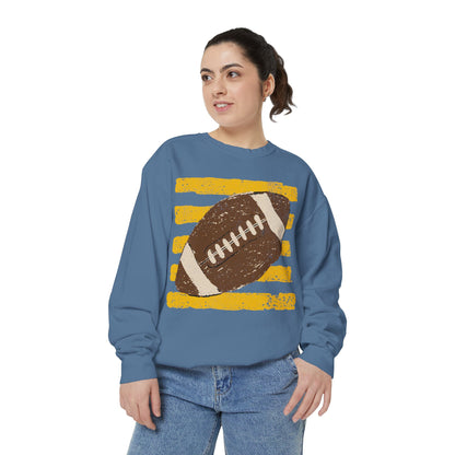 Vintage Football Color Comfort Sweatshirt — Distressed Retro Stripes Crewneck