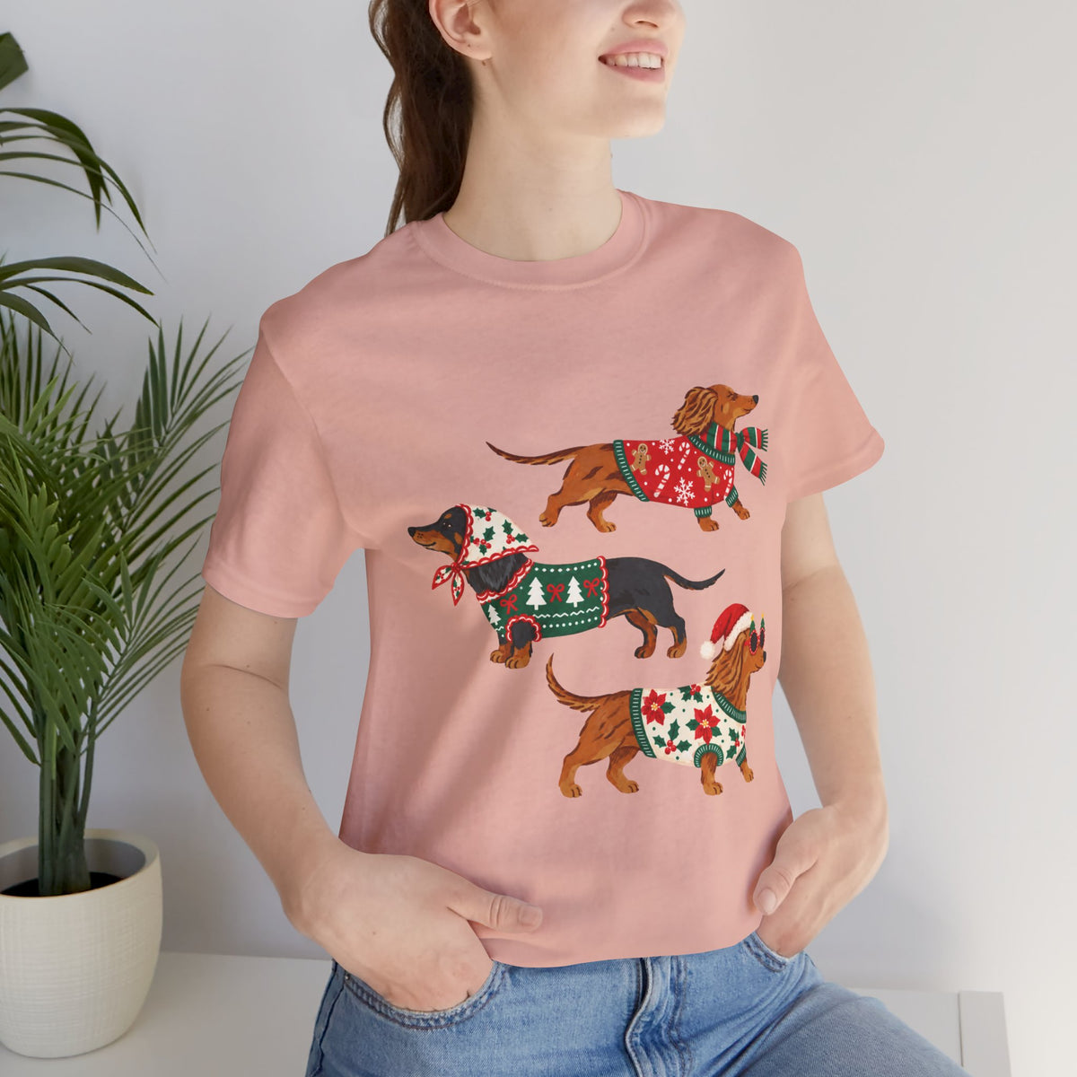 Dachshund Trio Christmas Sweater Tee