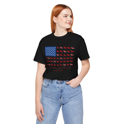 Paws and Stripes Forever Patriotic Dachshund Flag T‑Shirt — American Dog Lover Tee