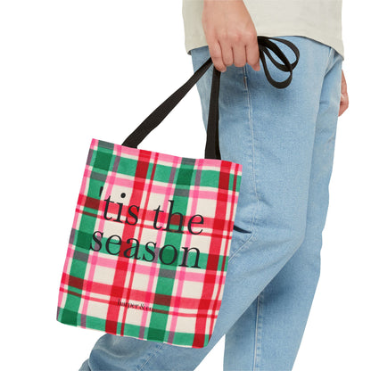 Christmas Plaid Tote Bag - 'Tis the Season Holiday Market Bag