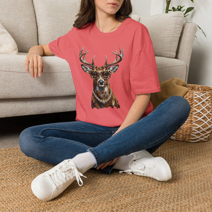 Glam Deer Head Graphic T-Shirt — Rustic Buck Wildlife Tee