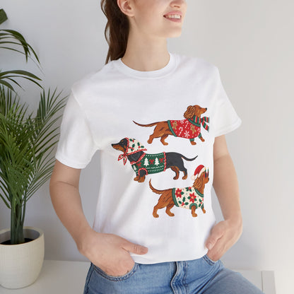 Dachshund Trio Christmas Sweater Tee