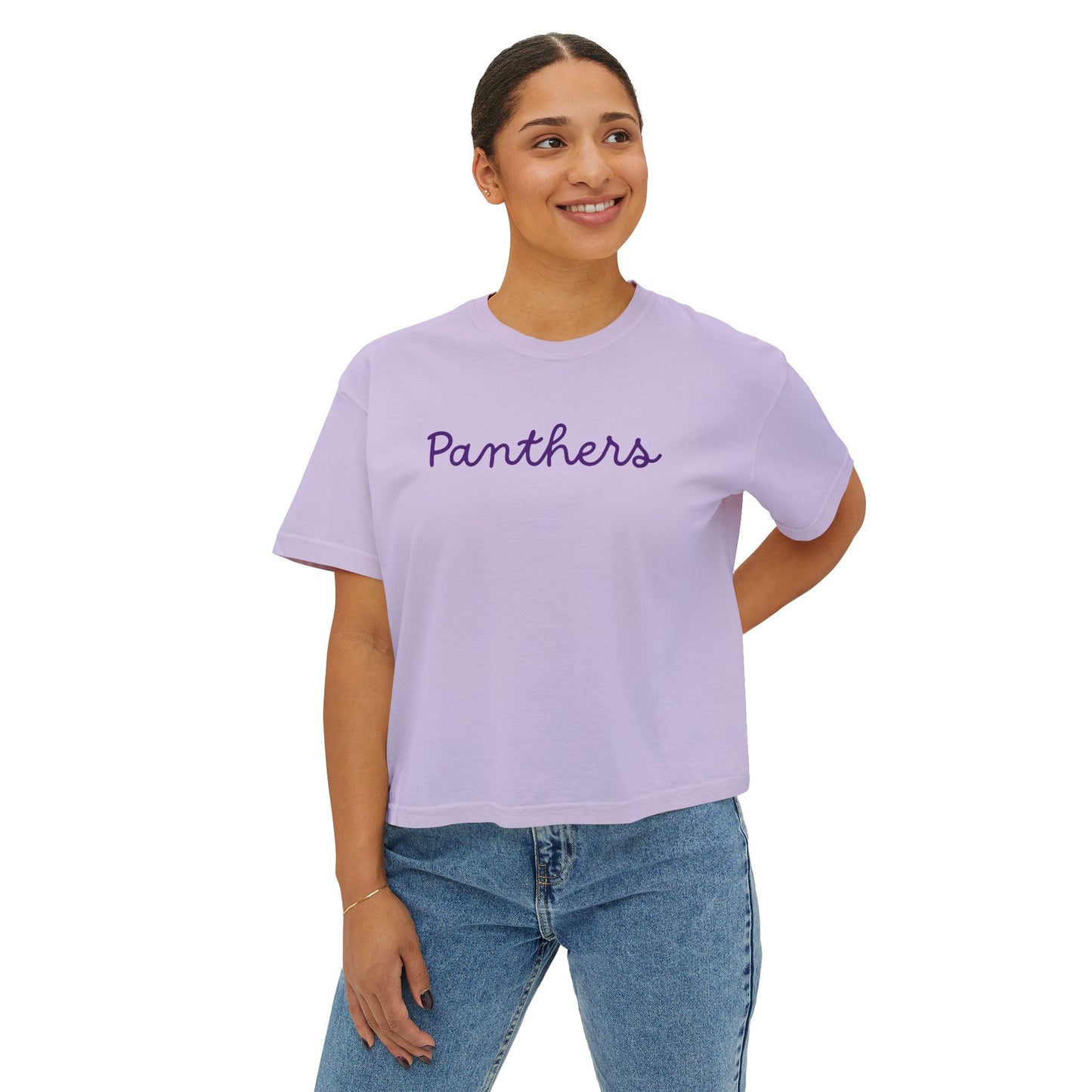 Panthers Script Boxy Tee