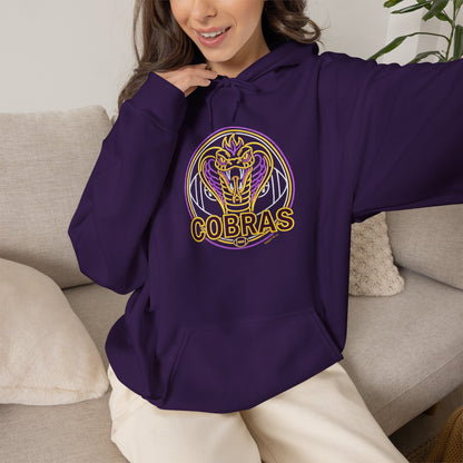 Cobra Logo Hoodie — Retro Neon 'Cobras' Graphic Pullover