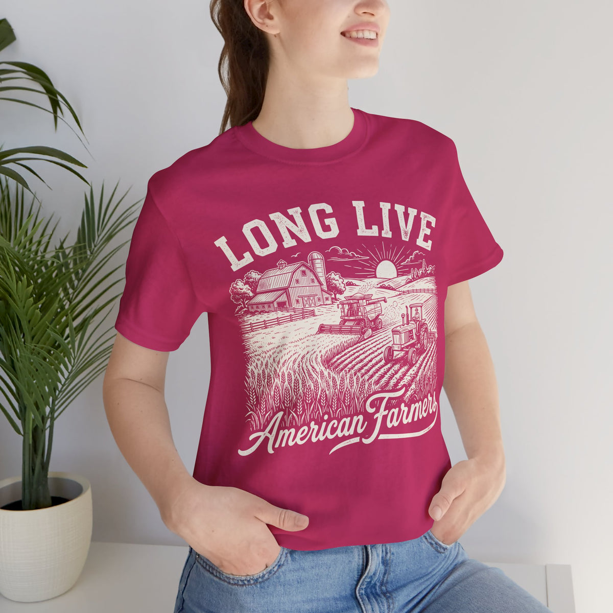 Long Live American Farmers White T-Shirt — Vintage Farm Scene Tee