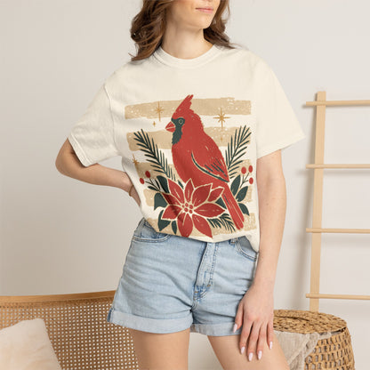 Cardinal & Poinsettia Holiday T-Shirt