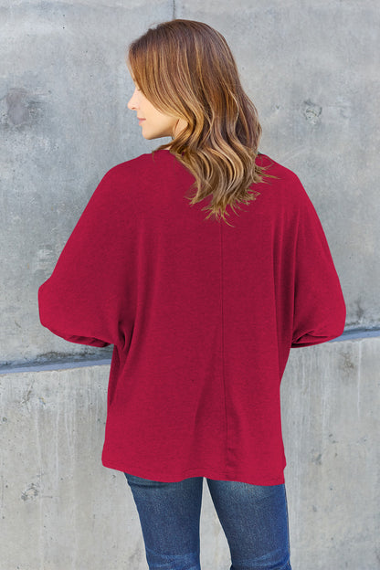 Double Take Full Size Round Neck Long Sleeve T-Shirt - Multiple Colors