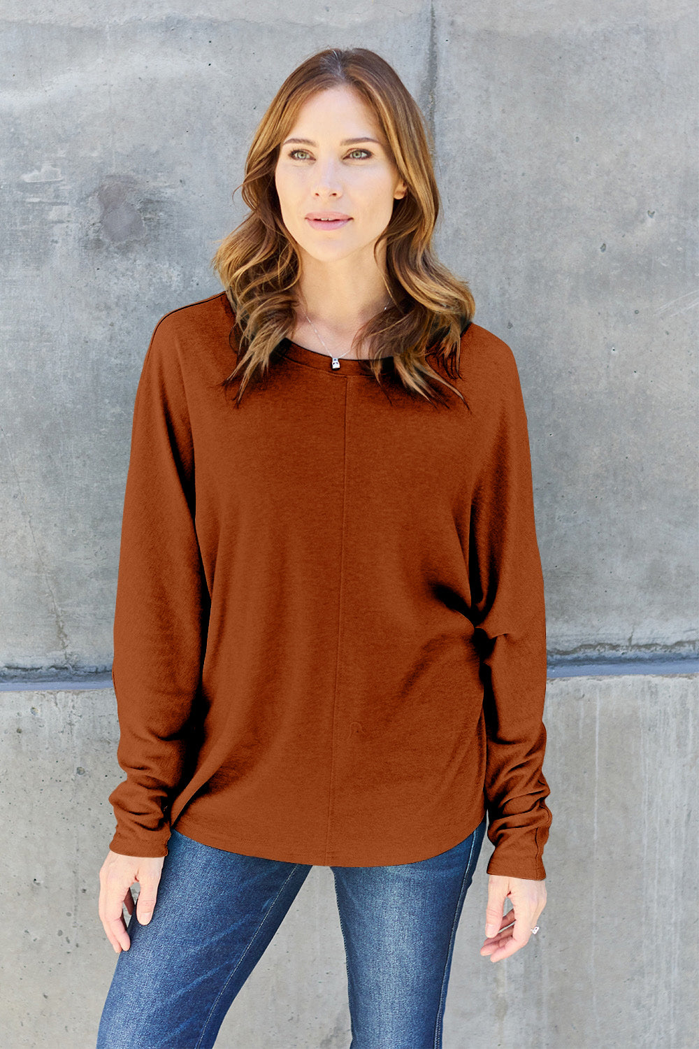 Double Take Full Size Round Neck Long Sleeve T-Shirt - Multiple Colors