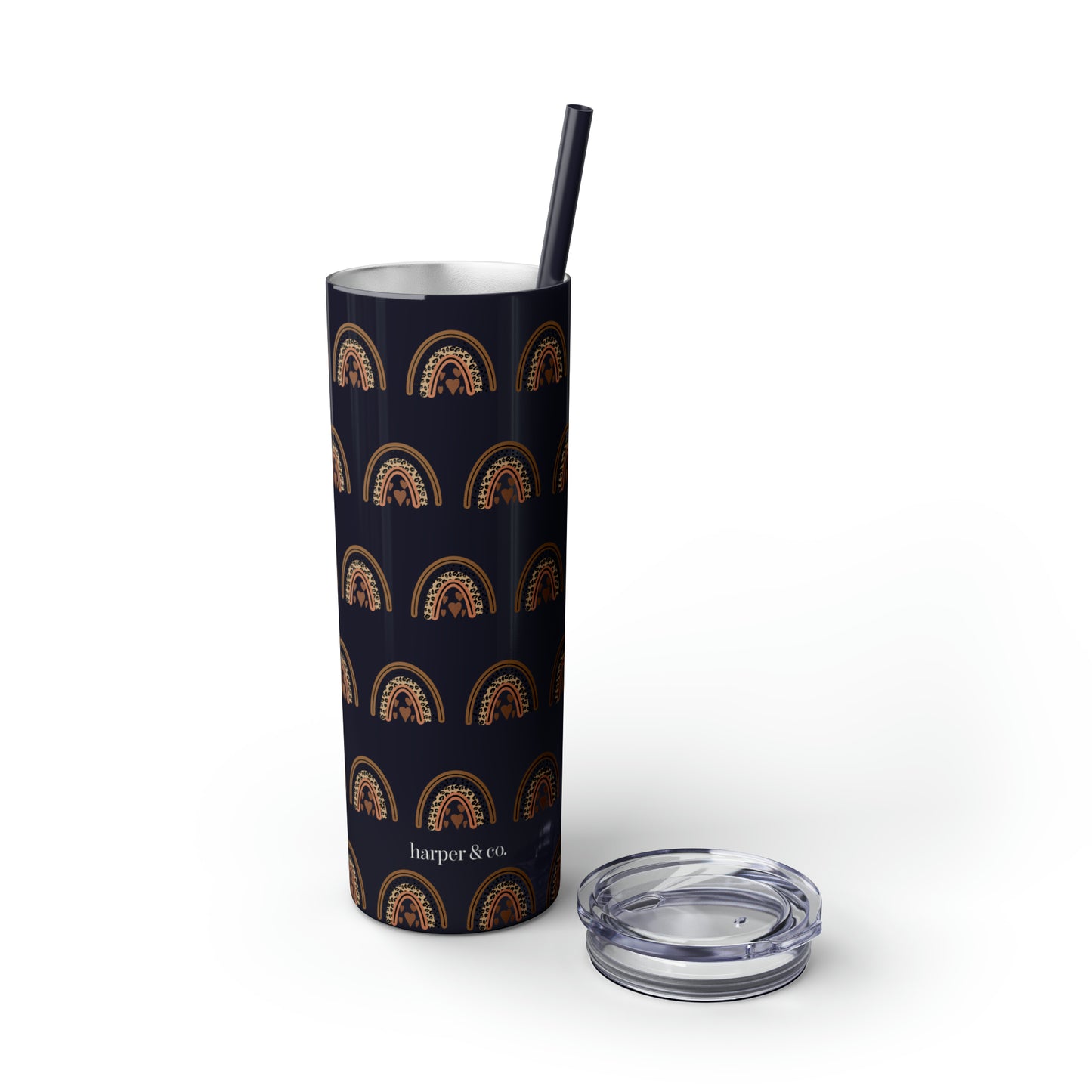 Boho Rainbow Skinny Tumbler with Straw, 20oz