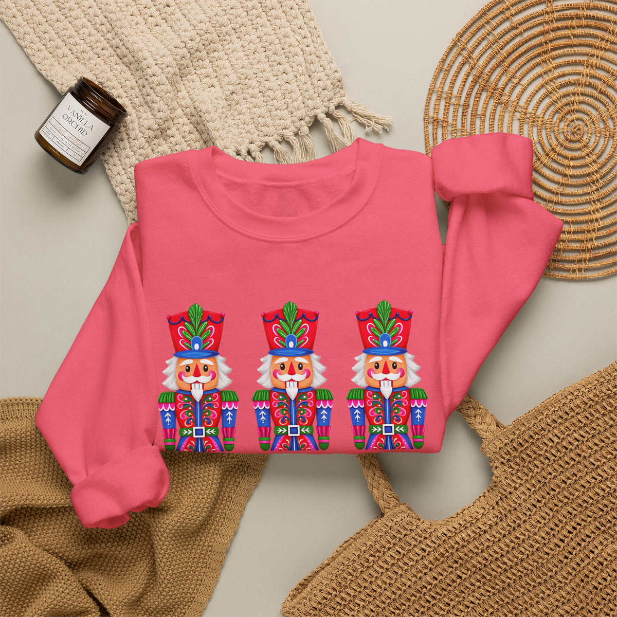 Nutcracker Crewneck Sweatshirt — Festive Triple Nutcracker Holiday Pullover