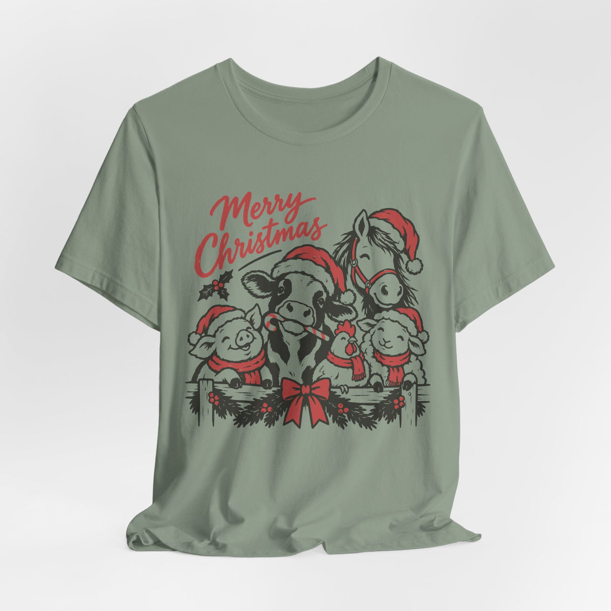 Merry Christmas Farm Animals Graphic Tee