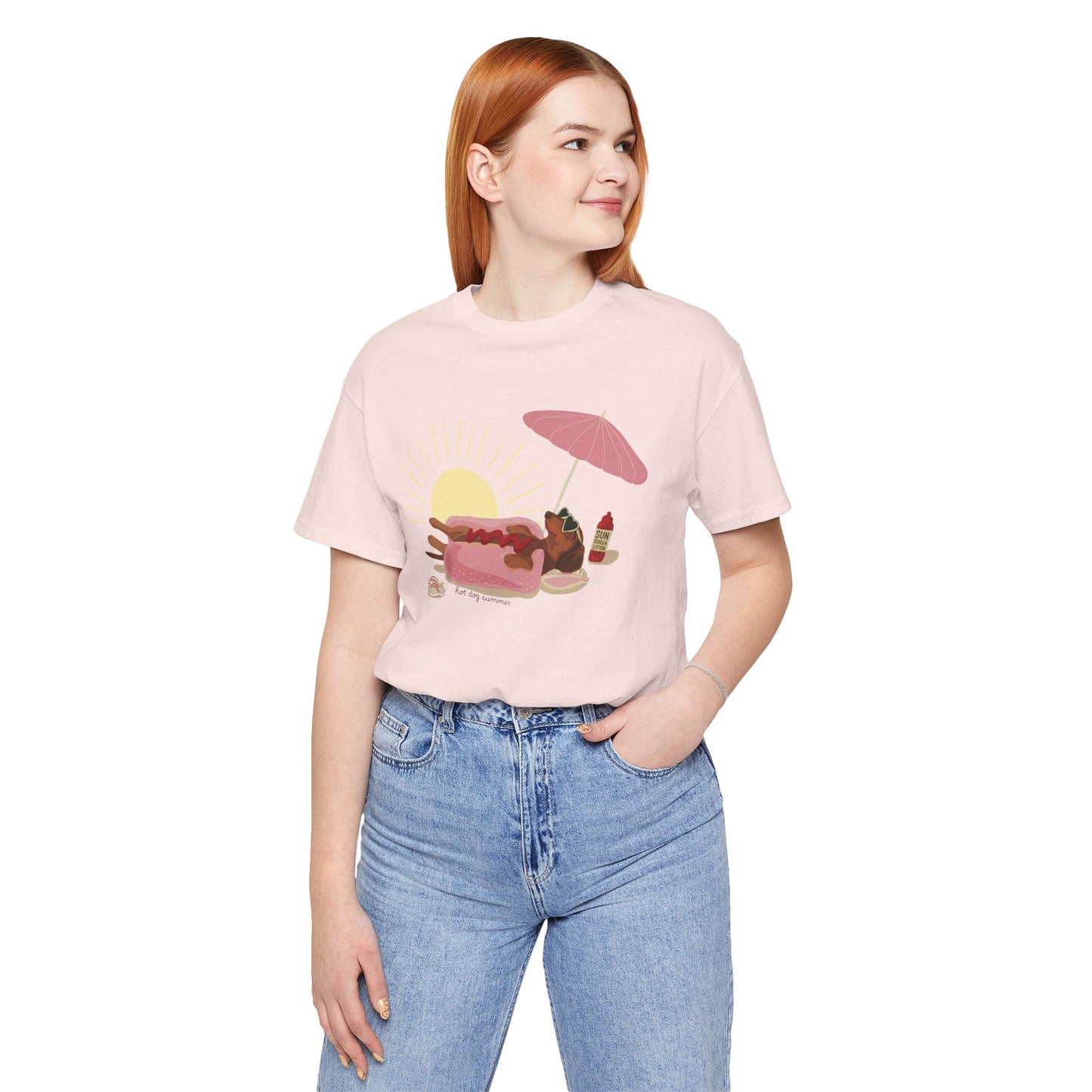 Hot Dog Summer Weenie Dog T-Shirt — Relaxing Dachshund at the Beach Graphic Tee