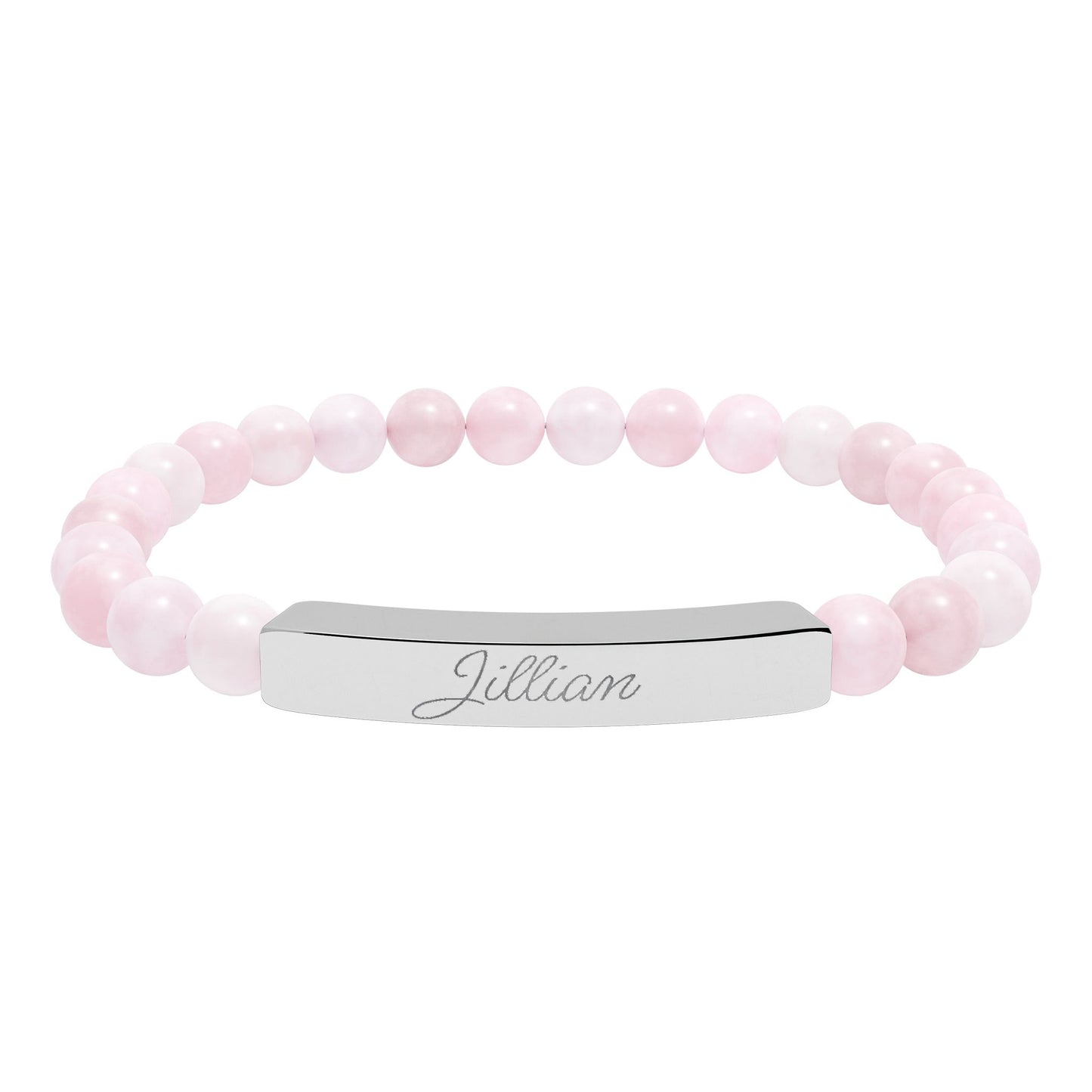 Engravable Natural Stone Bar Bracelet – Personalized Stretch Beaded Bracelet