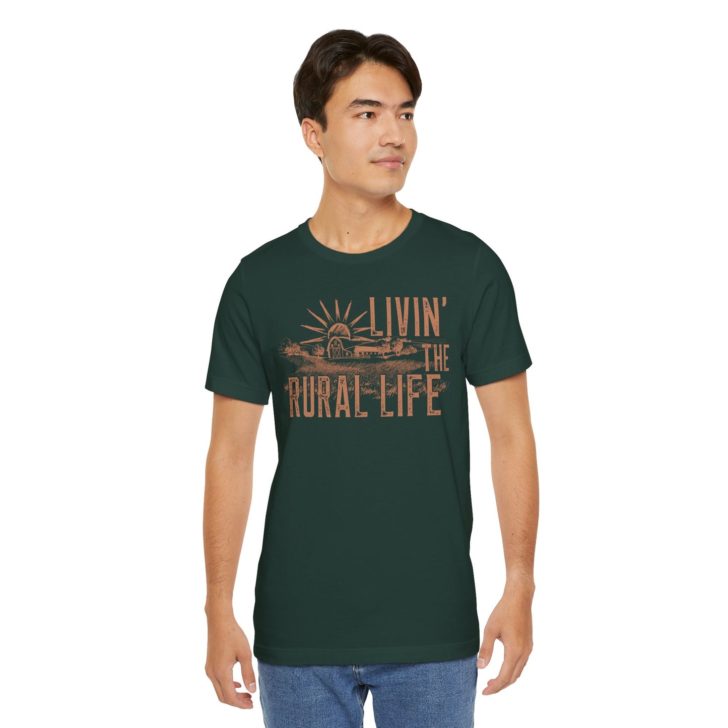 Livin' the Rural Life T-Shirt — Vintage Farm Sunrise Tee