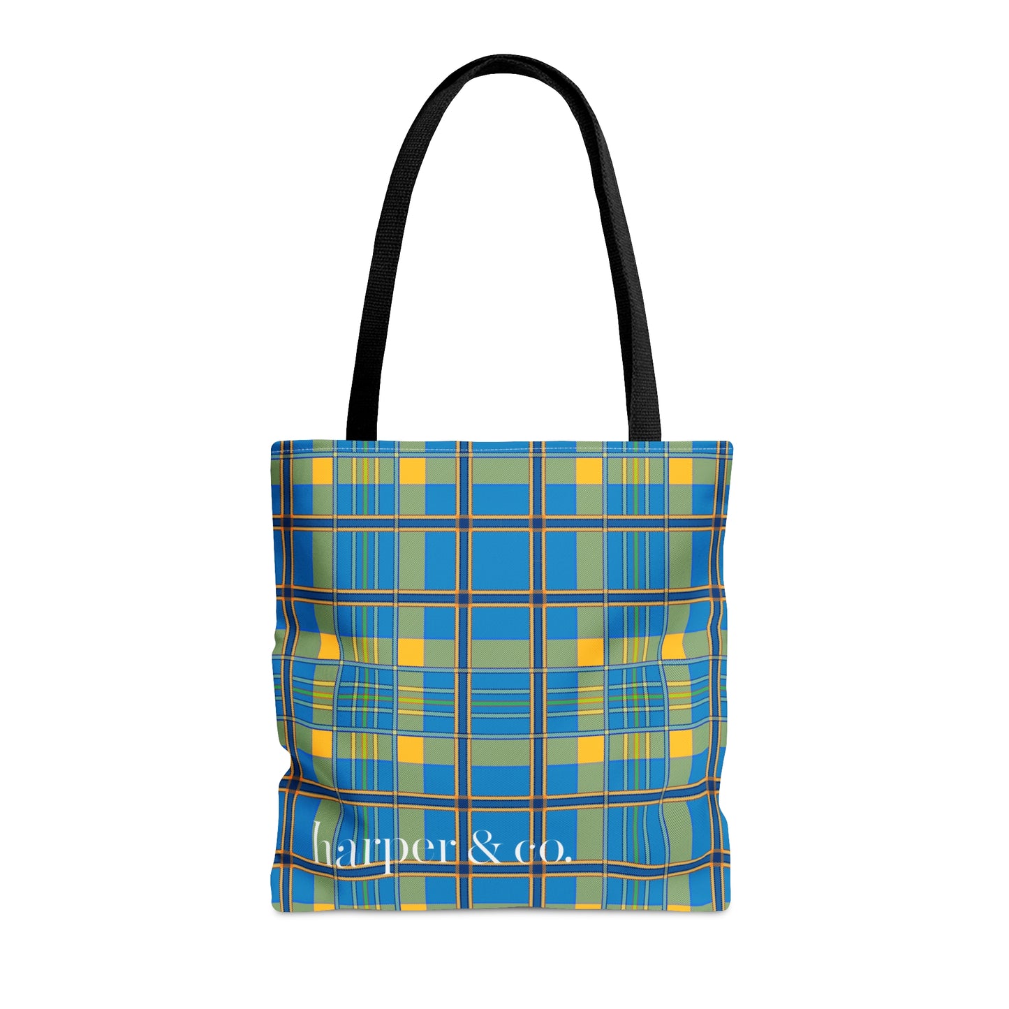 Turquoise Plaid Tote Bag