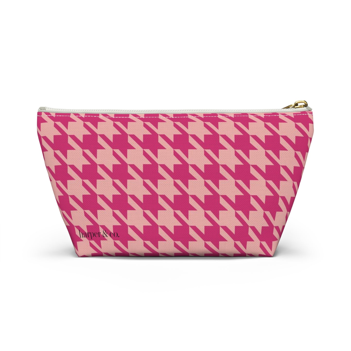 Pink Houndstooth Accessory Pouch w T-bottom