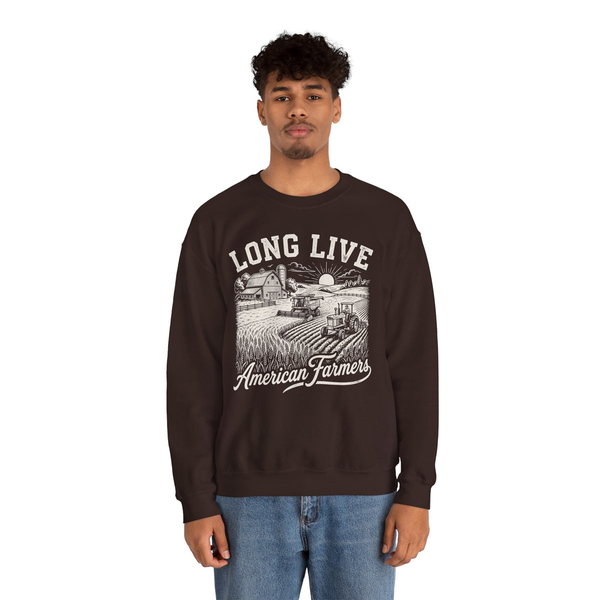 Long Live American Farmers Sweatshirt – Vintage Farm Scene Crewneck