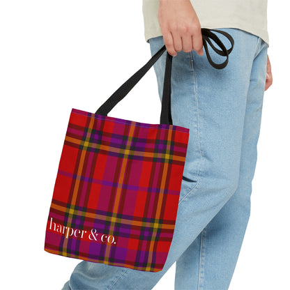 Red Tartan Plaid Tote Bag