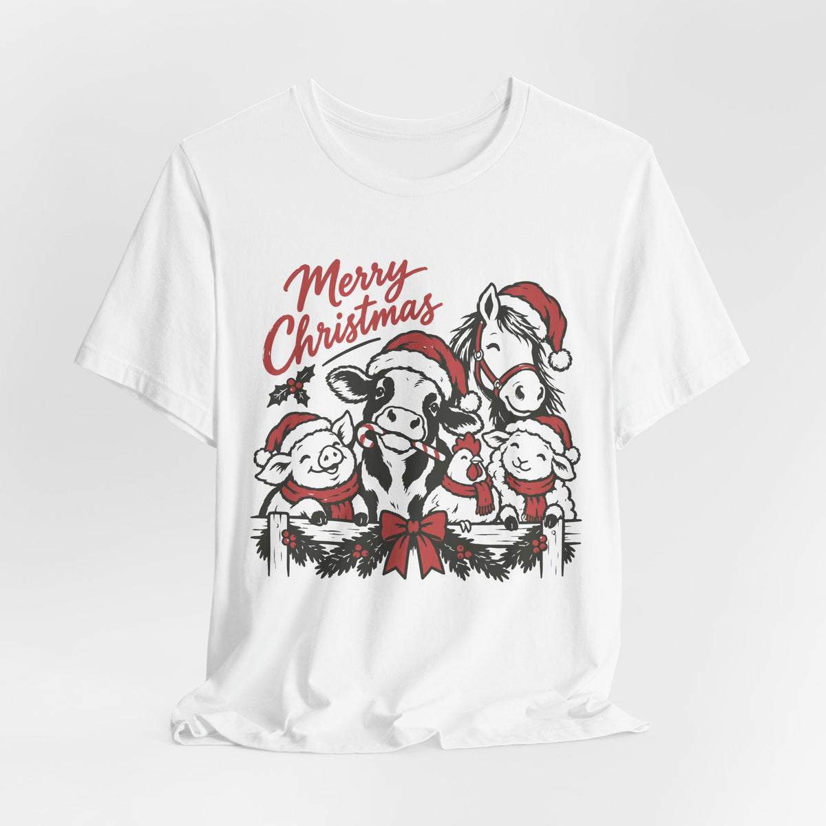 Merry Christmas Farm Animals Graphic Tee