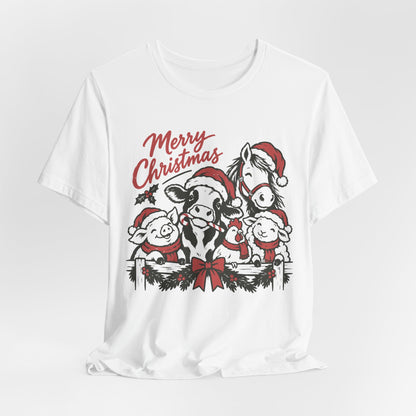 Merry Christmas Farm Animals Graphic Tee