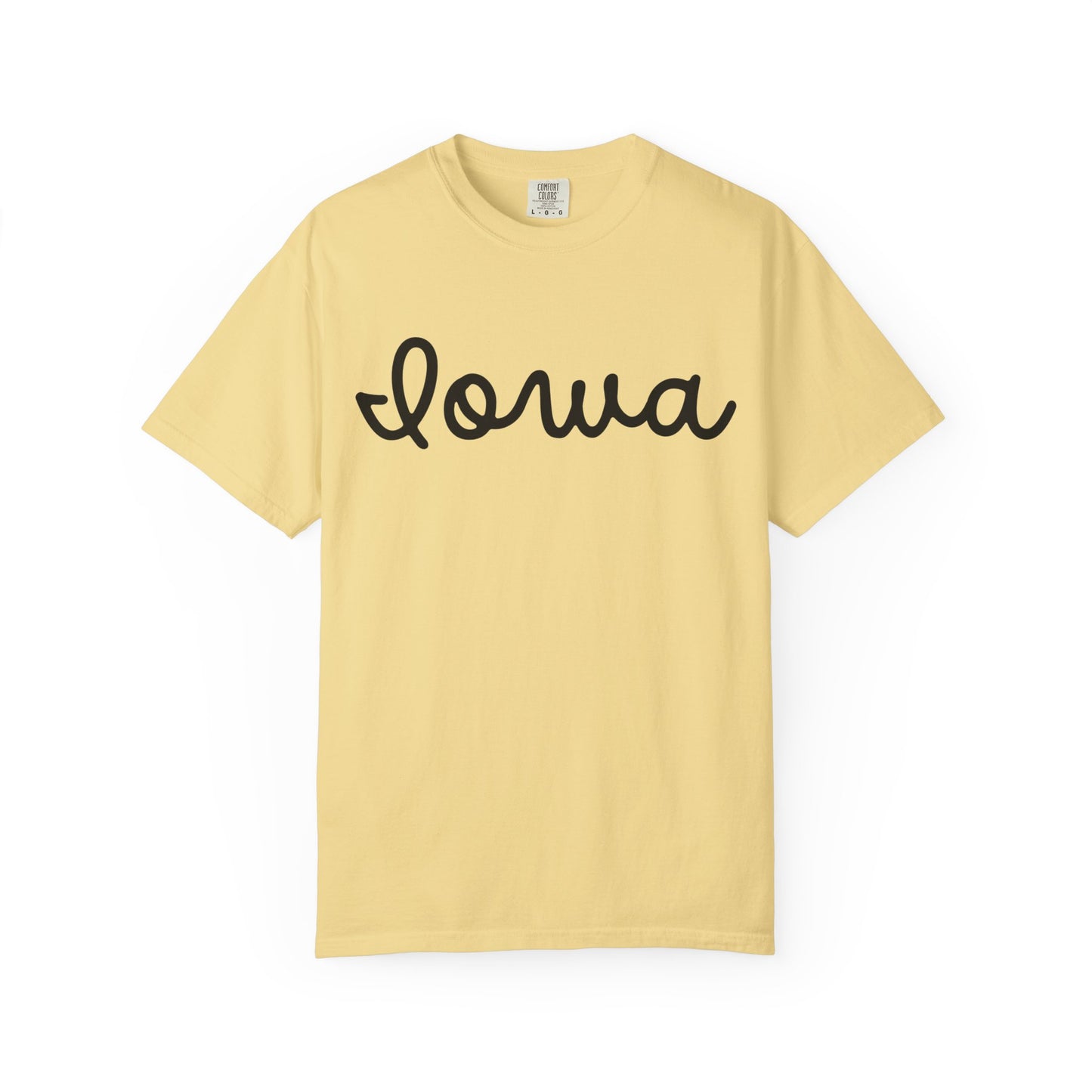 Iowa Script T-Shirt — Vintage Garment-Dyed State Tee