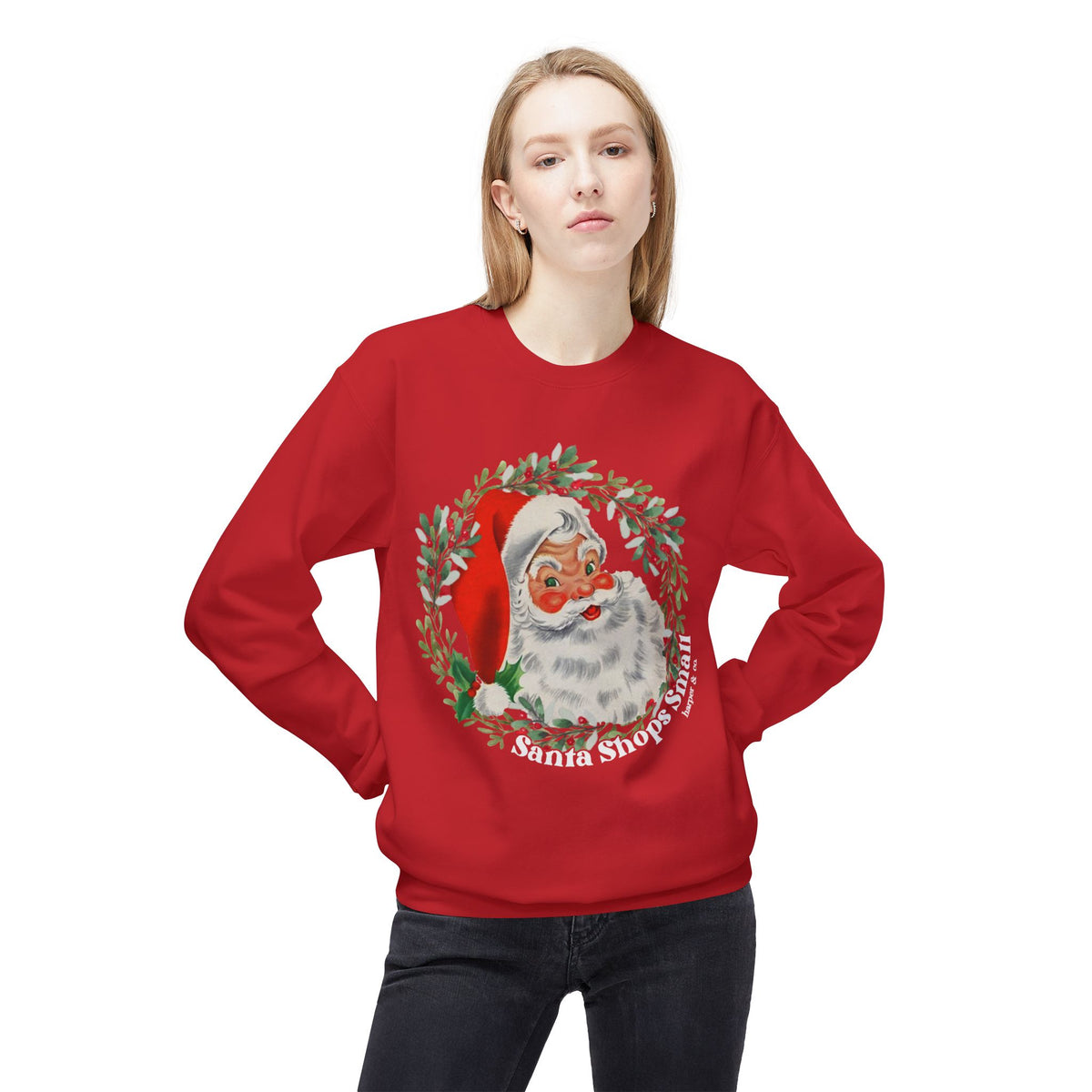 Santa Shops Here Crewneck Medium Weight Sweatshirt