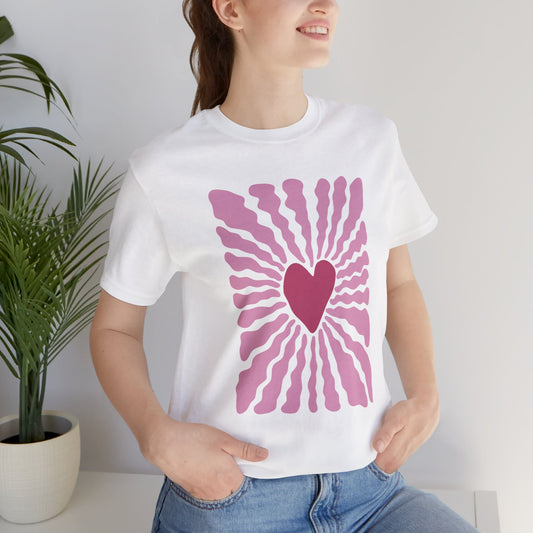 Heart Burst T‑Shirt — Retro Pink Radiant Heart Tee