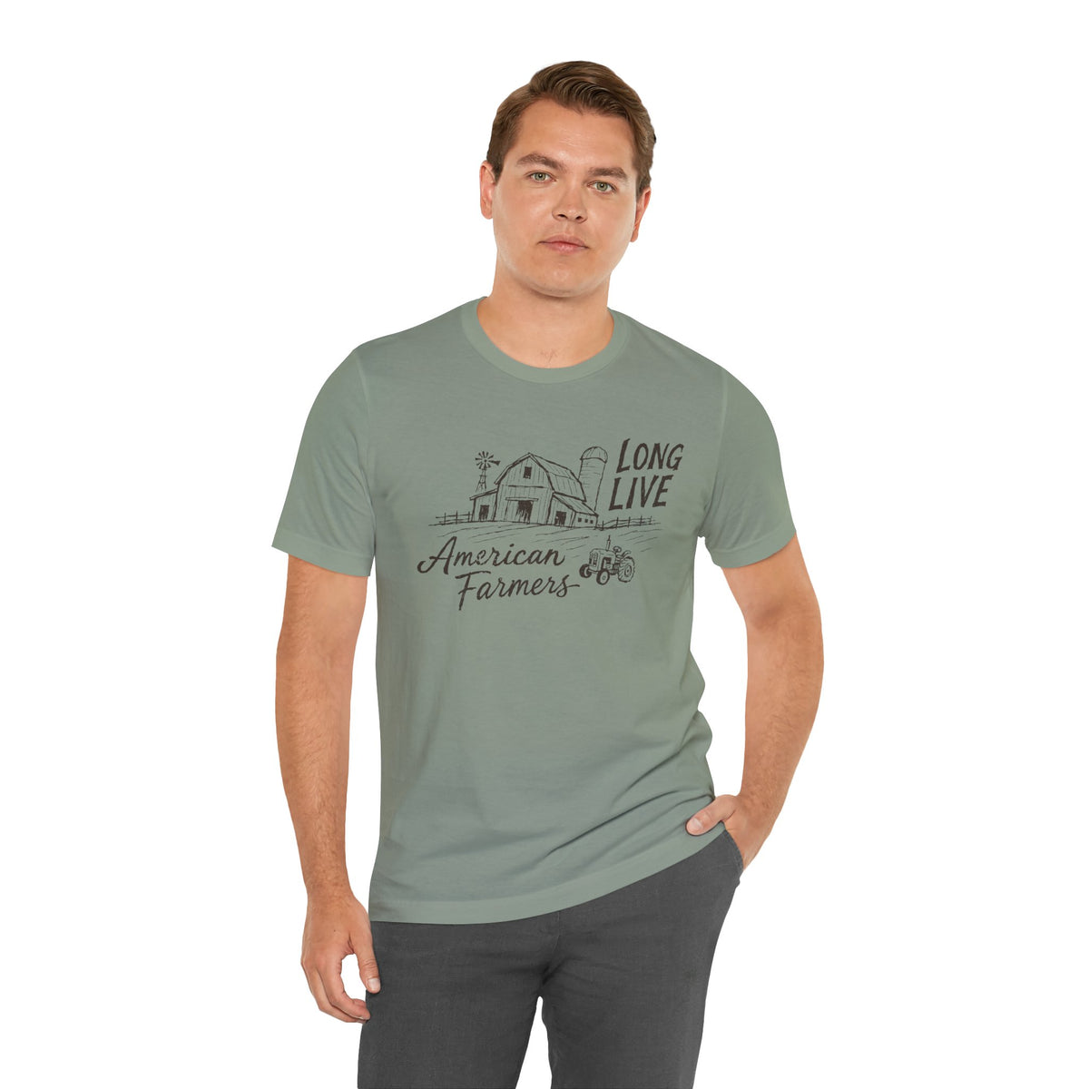 Long Live American Farmers Tee — Vintage Farmhouse Barn & Tractor T-Shirt