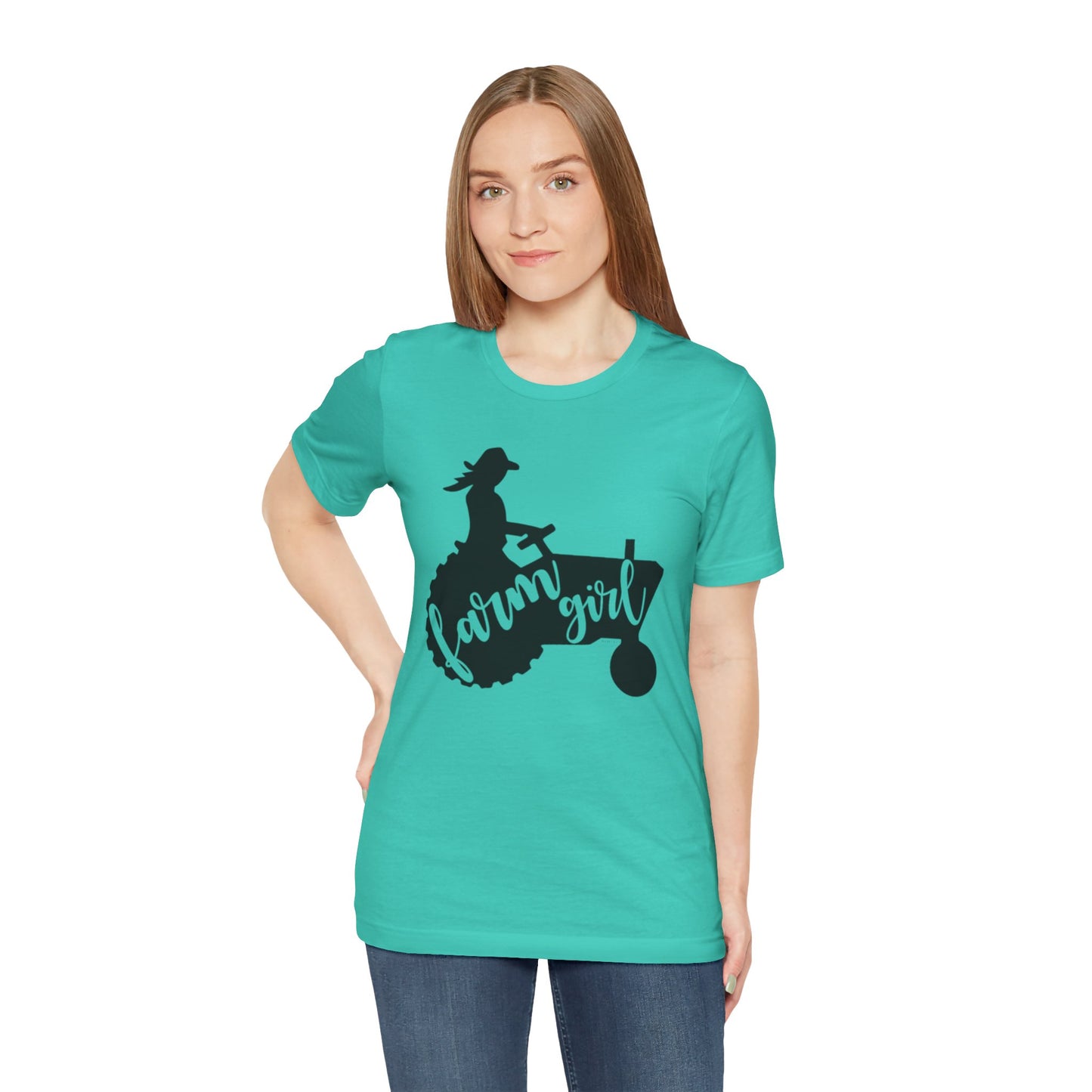 Farm Girl T-Shirt — Rustic Tractor Silhouette Tee for Country Women
