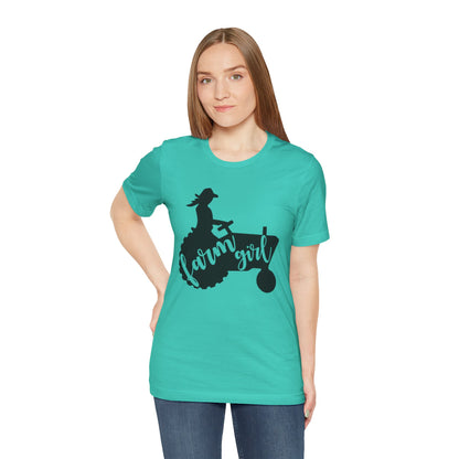 Farm Girl T-Shirt — Rustic Tractor Silhouette Tee for Country Women