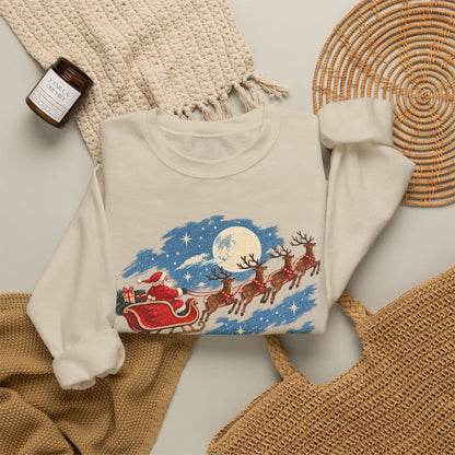 Christmas Santa Sleigh Night Sky Farm Sweatshirt